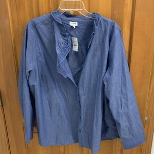 J. Crew Indigo Ruffle Top
